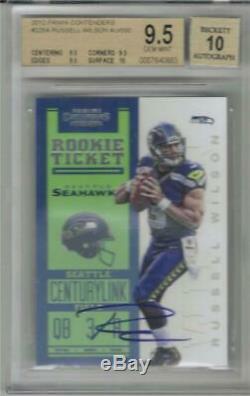 2012 Russell Wilson Contenders Auto Rookie Ticket RC- BGS 9.5 withall 9.5 & 10 sub