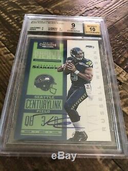 2012 Russell Wilson Contenders On Card Auto Rc Bgs 9 Mint Autograph 10