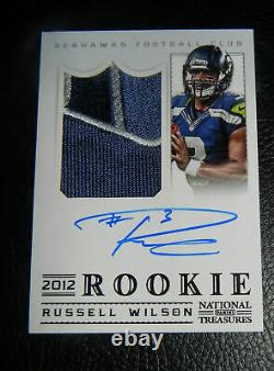 2012 Russell Wilson National Treasures Black Auto 3-clr Patch #/25 Rookie Rc Rpa