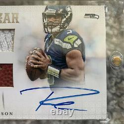 2012 Russell Wilson National Treasures NFL Gear Rookie 4 Patch On Card Auto /15