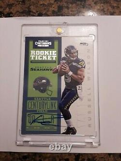 2012 Russell Wilson Panini Contenders Rc Auto Blue Jersey