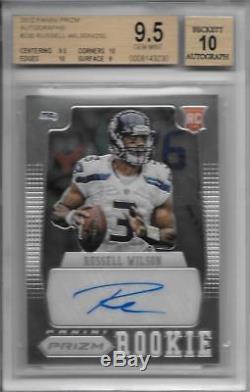 2012 Russell Wilson Panini Prizm Auto RC- BGS 9.5 Gem Mint with10 subs. #20/250