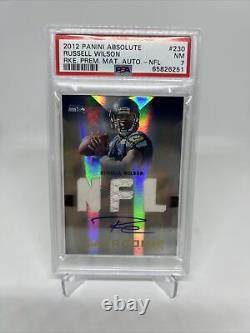 2012 Russell Wilson RC Rookie Panini Absolute Triple Jersey AUTO /299 PSA 7