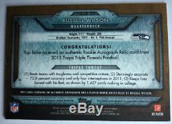 2012 Russell Wilson Rc Auto Signed Topps Triple Threads 57/75