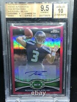 2012 Russell Wilson Topps CHROME PINK REFRACTORS RC AUTO BGS 9.5/10 30/75 Sub 10