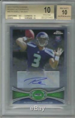 2012 Russell Wilson Topps Chrome Auto RC. Graded BGS 10 Pristine