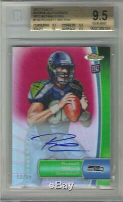 2012 Russell Wilson Topps Finest Auto Red Refractor RC- BGS 9.5 Gem Mint- #12/15