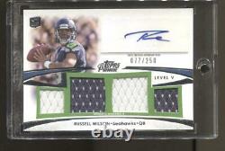 2012 Russell Wilson Topps Prime Quad Relic Jersey Auto 77/250 RC Broncos
