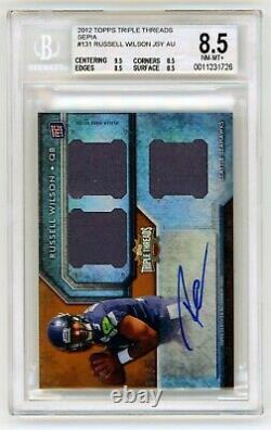 2012 Russell Wilson Topps Triple Threads Auto Patch Sepia RC BGS 8.5 2 /70 #131
