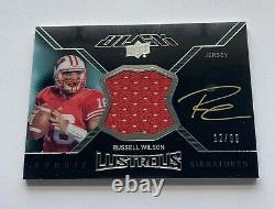 2012 Russell Wilson Upper Deck Black Lustrous Rookie Materials Auto RC #12/99