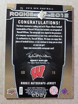 2012 SPx Russell Wilson Auto Jersey Rookie /399 Wisconsin Badgers RC #75