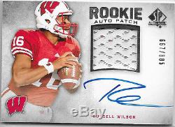 2012 Sp Authentic Rookie Auto Patch Russell Wilson Serial #667/885 Seahawks XX