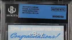 2012 TOPPS CHROME RUSSELL WILSON AUTO RC PRISM SSP BGS 9.5/10 07/50 w REDEMPTION