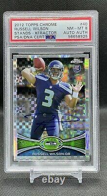 2012 Topps Chrome #40 RUSSELL WILSON XFRACTOR Rookie AUTO PSA 8 1/1 Refractor