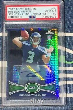 2012 Topps Chrome #40 Russell Wilson Auto Rookie RC PRISM REFRACTOR PSA 10