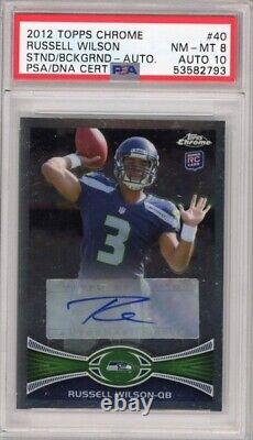 2012 Topps Chrome #40 Russell Wilson RC PSA 8 Auto 10 Stands In background