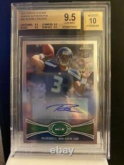 2012 Topps Chrome #40 Russell Wilson RC Rookie AUTO Seahawks BGS 9.5 with 10