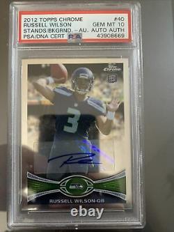 2012 Topps Chrome #40 Russell Wilson RC Rookie AUTO Stands In Background PSA 10