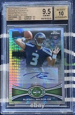 2012 Topps Chrome #/50 Russell Wilson Auto Rookie RC PRISM REFRACTOR BGS 9.5