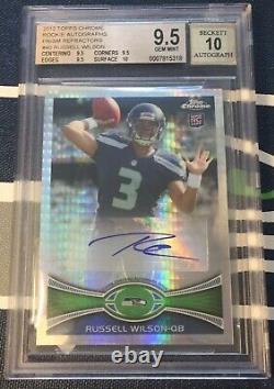2012 Topps Chrome #/50 Russell Wilson Auto Rookie RC PRISM REFRACTOR BGS 9.5