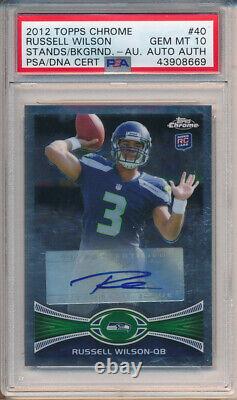 2012 Topps Chrome Autograph #40 Russell Wilson RC Stands Background Auto PSA 10