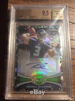 2012 Topps Chrome Camo Refractor Russell Wilson Auto RC #ed 61/105 BGS 9.5/10