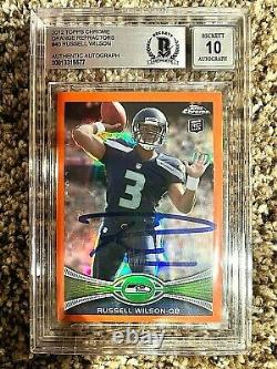 2012 Topps Chrome ORANGE REFRACTOR #40 Russell Wilson Rookie RC Auto Signed 10