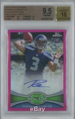 2012 Topps Chrome Pink Refractor Russell Wilson /75 RC Gem Mint BGS 9.5 10 Auto