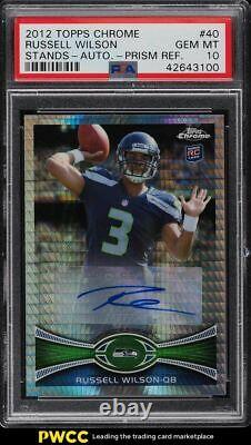 2012 Topps Chrome Prism Refractor Russell Wilson ROOKIE RC AUTO 43/50 PSA 10 GEM