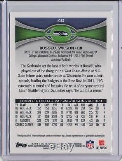 2012 Topps Chrome RUSSELL WILSON Autograph Auto Rookie RC SEAHAWKS BADGERS