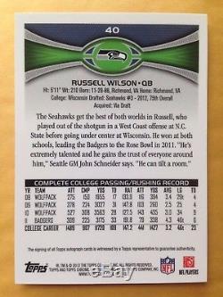 2012 Topps Chrome RUSSELL WILSON RC Auto SEAHAWKS #40
