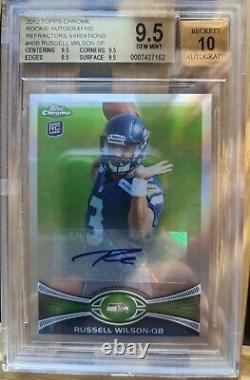 2012 Topps Chrome RUSSELL WILSON Refractor BGS 9.5/10 Auto Variation RC 20 SSP