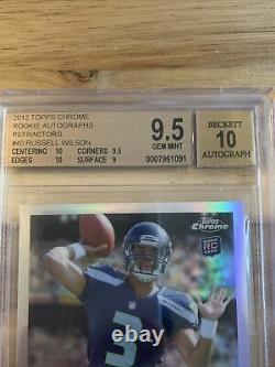 2012 Topps Chrome Refractor Russell Wilson ROOKIE RC AUTO /178 #40 BGS 9.5 2x 10