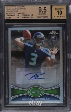 2012 Topps Chrome Refractor Russell Wilson ROOKIE RC AUTO /178 #40 BGS 9.5 PMJS