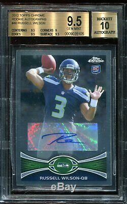 2012 Topps Chrome Rookie Autograph #40 Russell Wilson RC BGS 9.5 10 AUTO