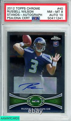 2012 Topps Chrome Russell Wilson #40 Stands-autograph Rookie Rc Psa 8 Auto 10