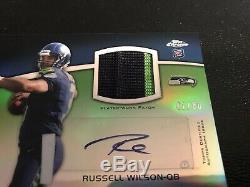 2012 Topps Chrome Russell Wilson Auto Jersey RC/50 2 Color Patch Seahawks Rookie