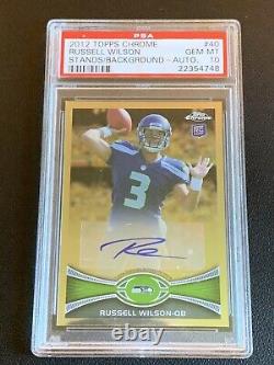 2012 Topps Chrome Russell Wilson Auto RC Seattle Seahawks Rookie #40 PSA 10