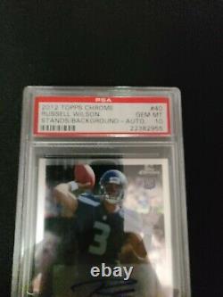 2012 Topps Chrome Russell Wilson Auto Rc Rookie Psa 10 Mint Card #40