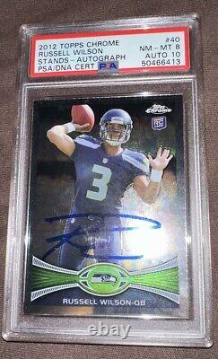 2012 Topps Chrome Russell Wilson Autograph RC Rookie Signed Auto PSA 8 DNA Cert
