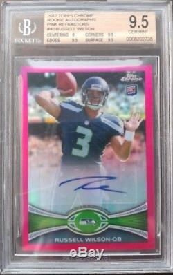2012 Topps Chrome Russell Wilson Pink Refractor Auto RC #/75 BGS 9.5/10 seahawks