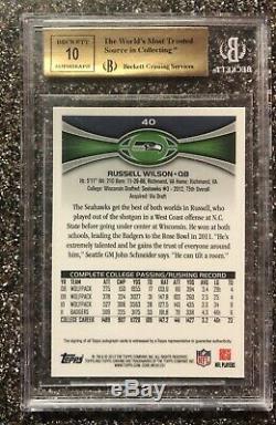 2012 Topps Chrome Russell Wilson Rc Rookie Auto Bgs Gem 9.5/10 Centering