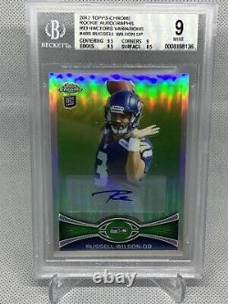 2012 Topps Chrome Russell Wilson Rookie Variation Auto BGS 9 Mint Seahawks RARE