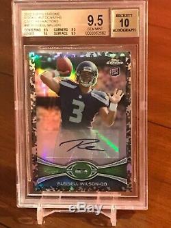 2012 Topps Chrome #ed/ 105 CAMO REFRACTOR RUSSELL WILSON AUTO RC BGS 9.5/ 10