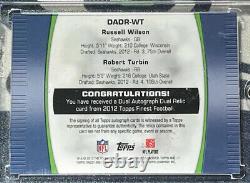 2012 Topps Finest RUSSELL WILSON TURBIN Dual ROOKIE RELIC AUTO RC 10/10 MINT