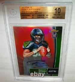 2012 Topps Finest Rc Auto Red Refractor Russell Wilson BGS 10/10 Stamped 9/15