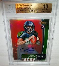 2012 Topps Finest Rc Auto Red Refractor Russell Wilson BGS 10/10 Stamped 9/15