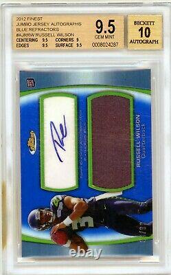 2012 Topps Finest Russell Wilson Auto Blue Refractor /99 RC Seahawks BGS 9.5