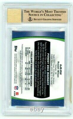 2012 Topps Finest Russell Wilson Auto Blue Refractor /99 RC Seahawks BGS 9.5
