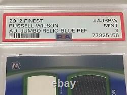 2012 Topps Finest Russell Wilson Auto Jumbo Relic Blue Refractor RPA /99 PSA 9